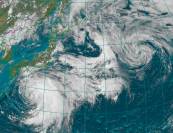 Tropical Storm near Japan in the Visible Channel, from MTSAT